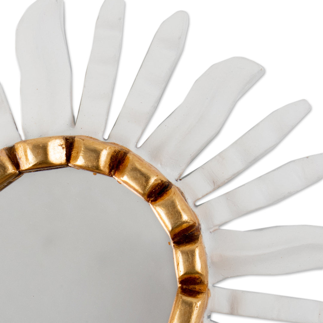 Antiqued Sun-Themed Bronze Gilded Wood Wall Mirror from Peru - Sun Fest