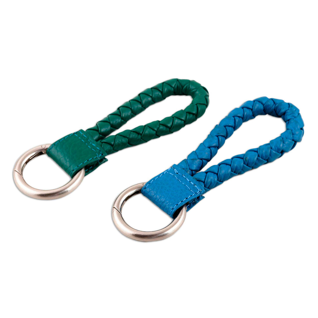 Braided Leather Key Fobs (Pair) - Trendy Duo