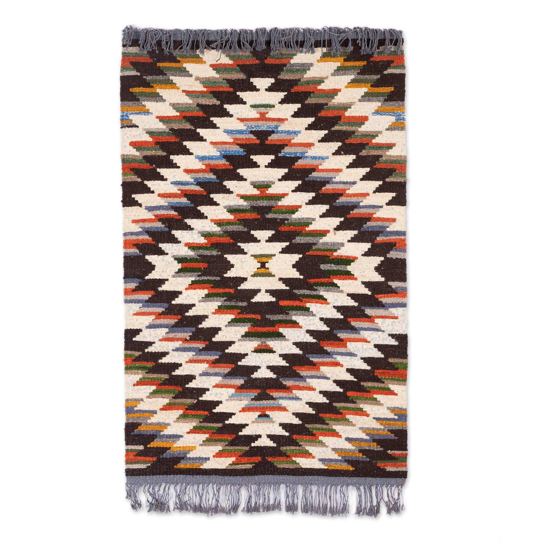 Handwoven Geometric Wool Area Rug from Uzbekistan (2.5x4) - Silk Road Diamonds