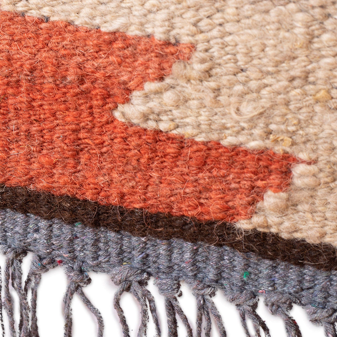 Handwoven Wool Area Rug with Geometric Leafy Details (2.5x5) - Geometric Foliage