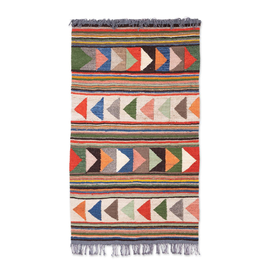 Handwoven Geometric Colorful Wool Area Rug (2.5x5) - Multicolor Directions