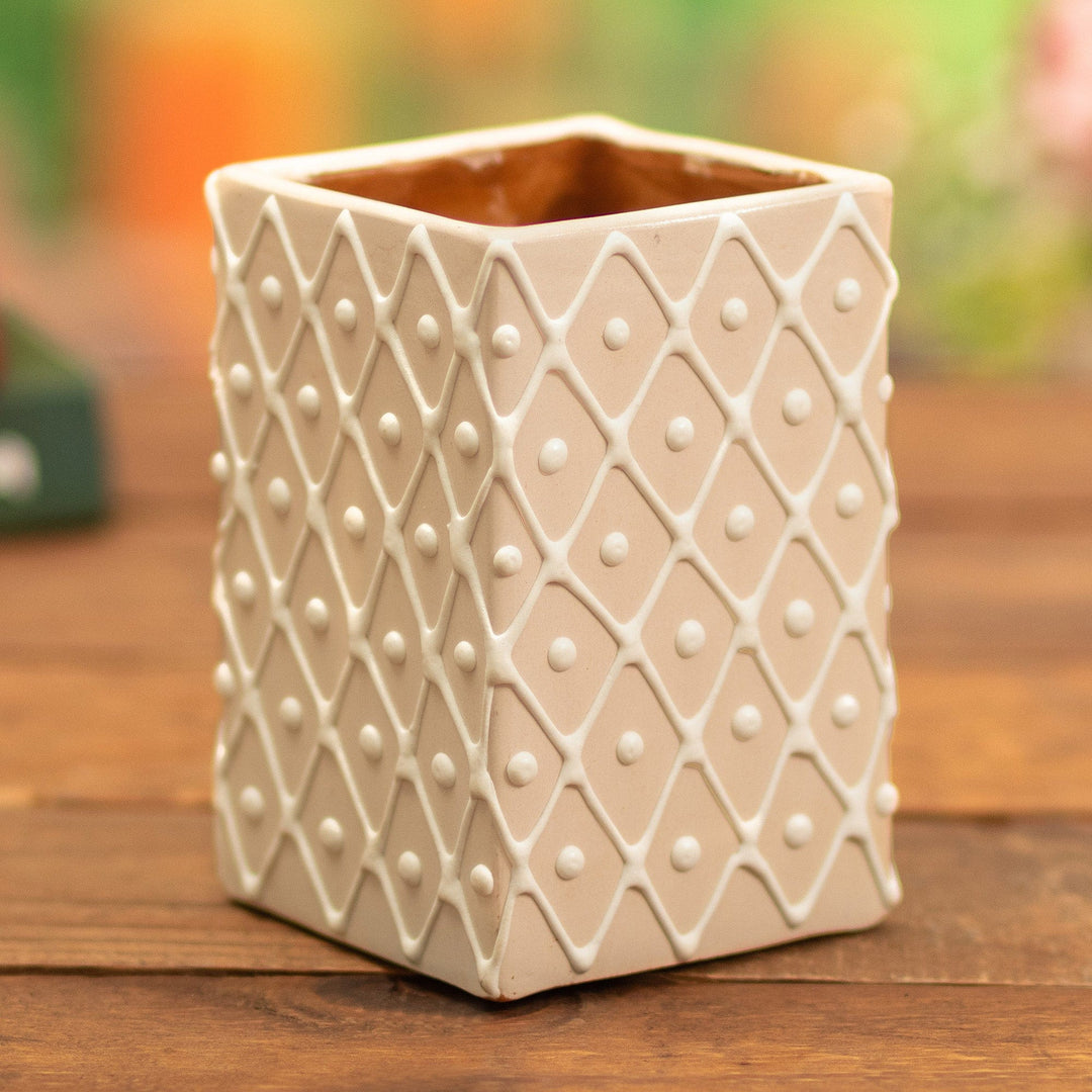 Planter - Cream Diamonds