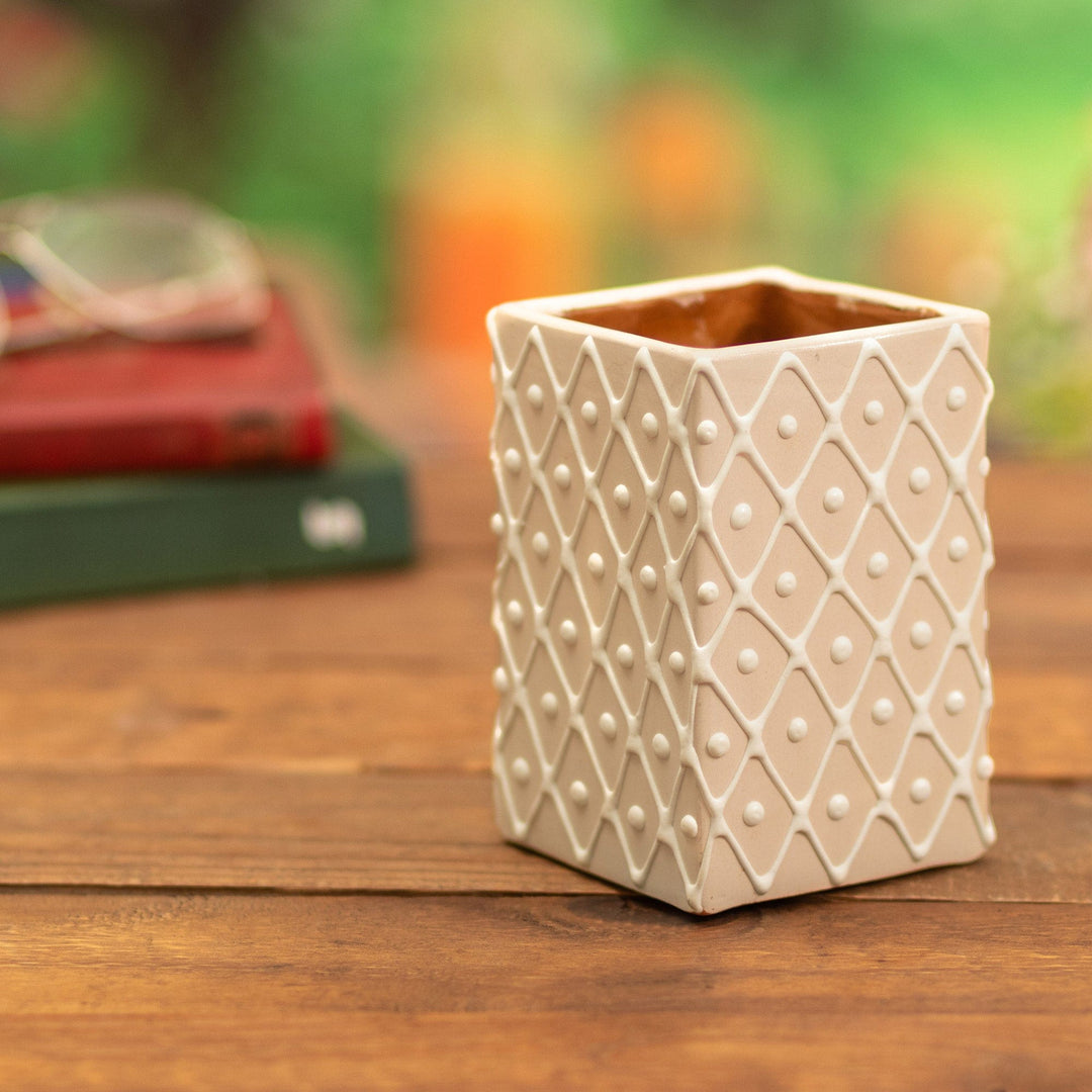 Planter - Cream Diamonds