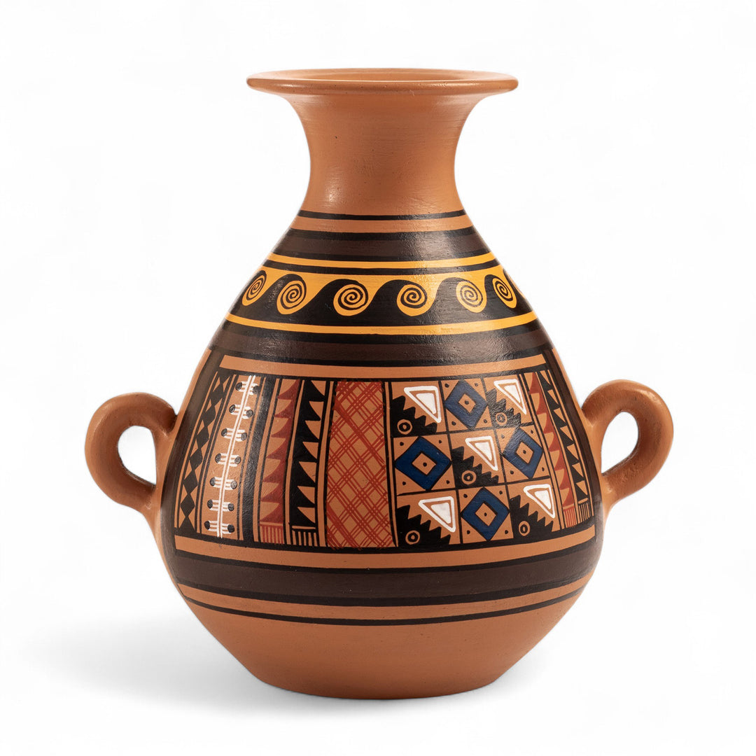 Inca-Style Ceramic Decorative Vase Hand-Painted in Peru - Inca Majesty