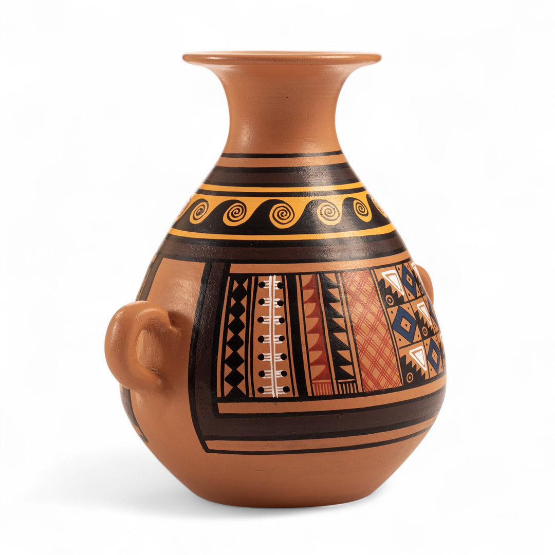 Inca-Style Ceramic Decorative Vase Hand-Painted in Peru - Inca Majesty