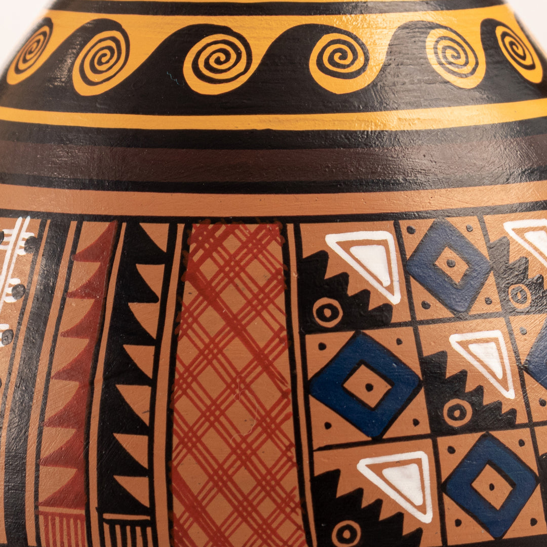 Inca-Style Ceramic Decorative Vase Hand-Painted in Peru - Inca Majesty