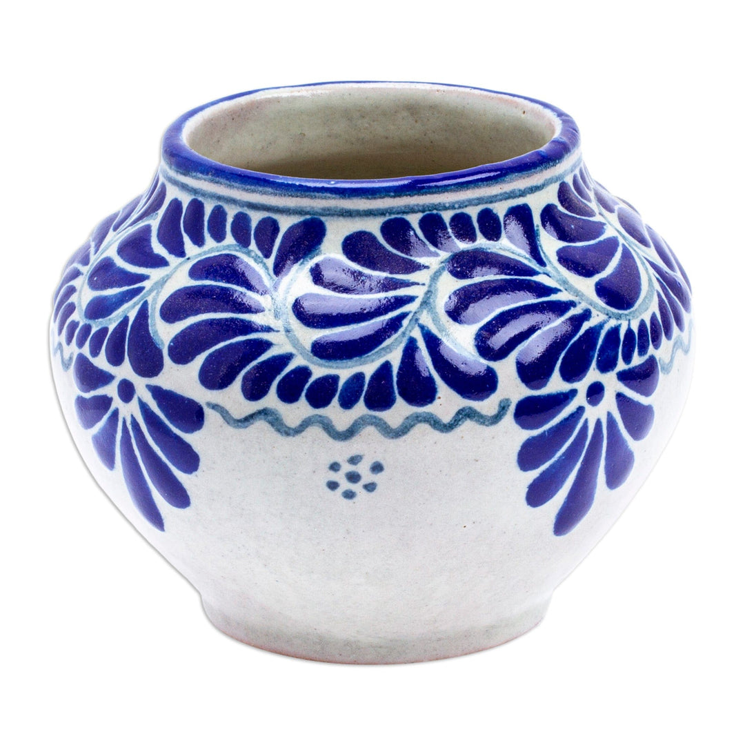 Leaf & Flower Hand-Painted Talavera-Style Ceramic Planter - Talavera Bloom