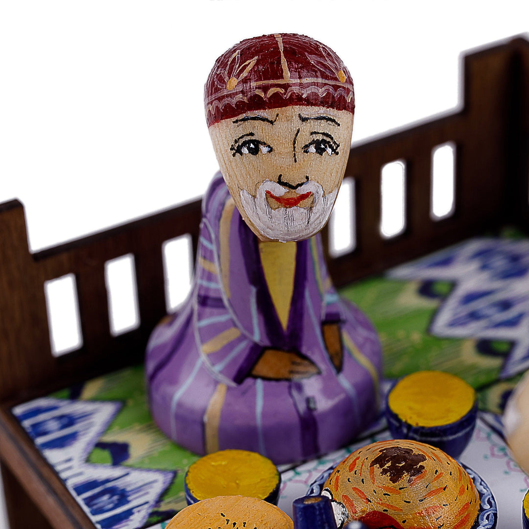Hand-Painted Traditional Pine and Birch Wood Sculpture - Sage Meeting