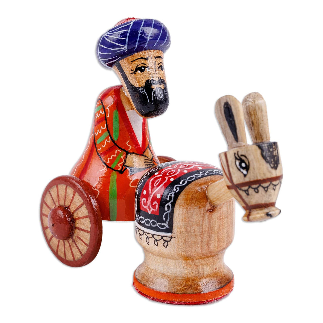 Hand-Painted Red Traditional Wood Figurine of Tajik Merchant - Tajik Merchant