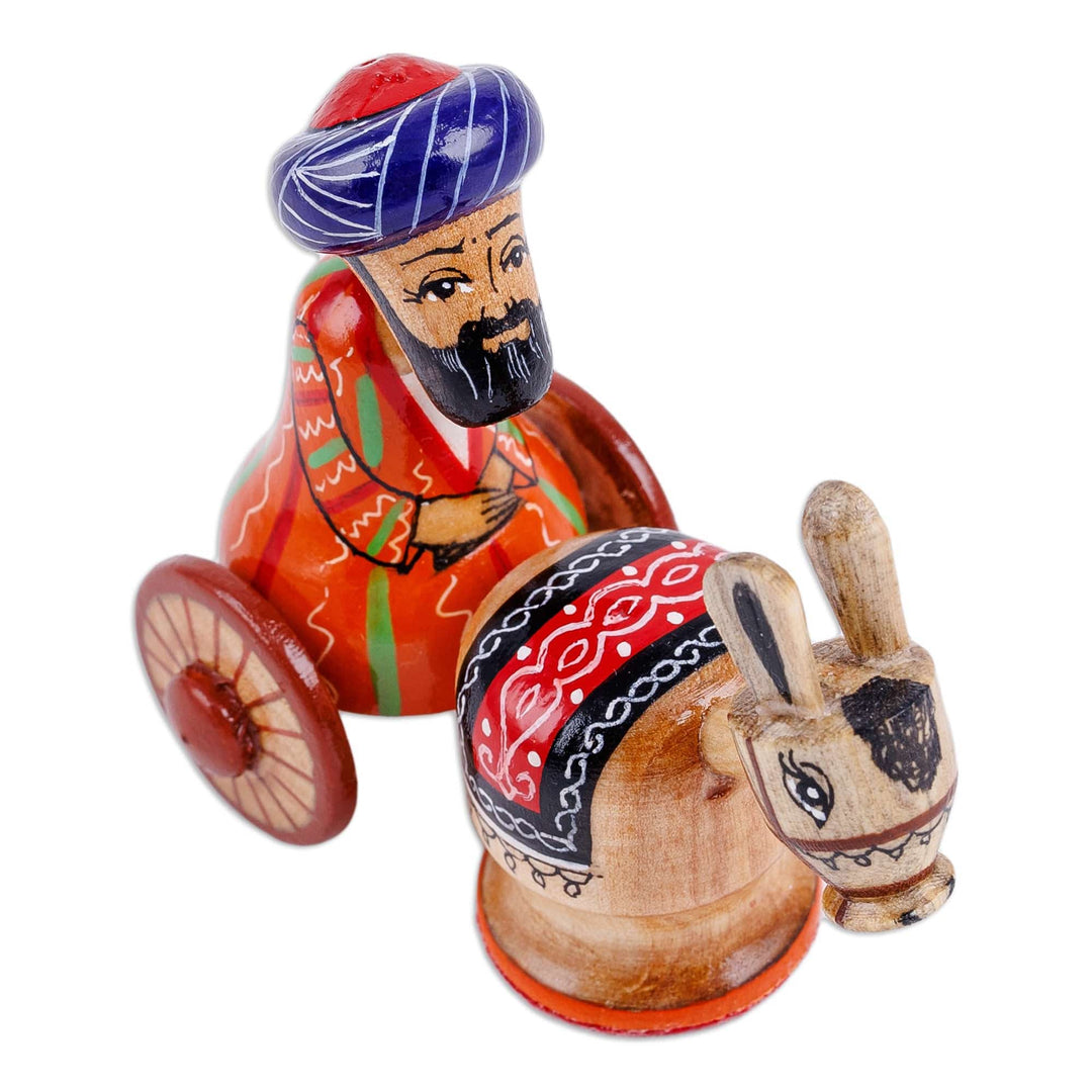 Hand-Painted Red Traditional Wood Figurine of Tajik Merchant - Tajik Merchant
