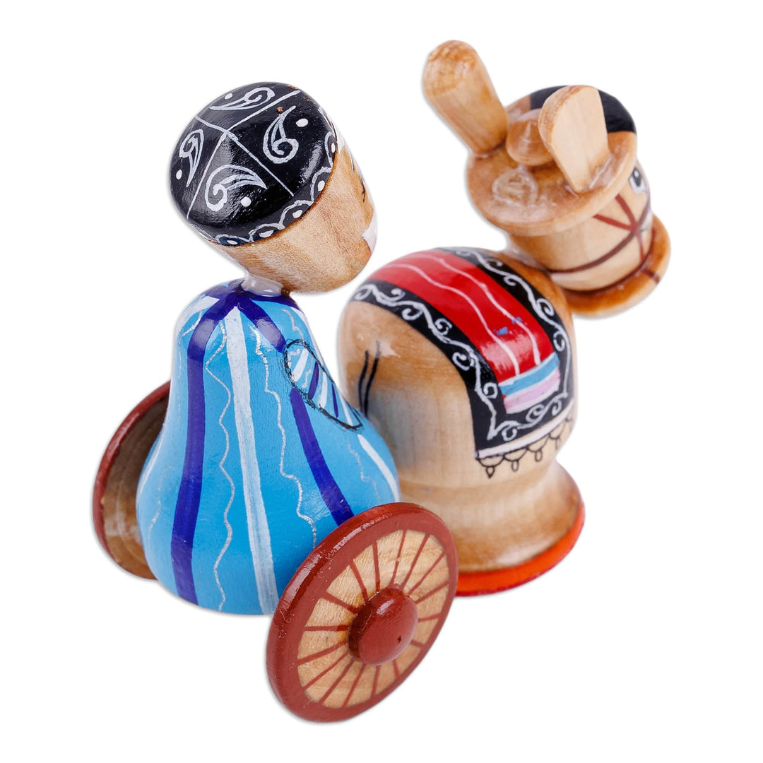 Painted Traditional Wood Figurine of Tajik Merchant in Blue - Tajik Trader