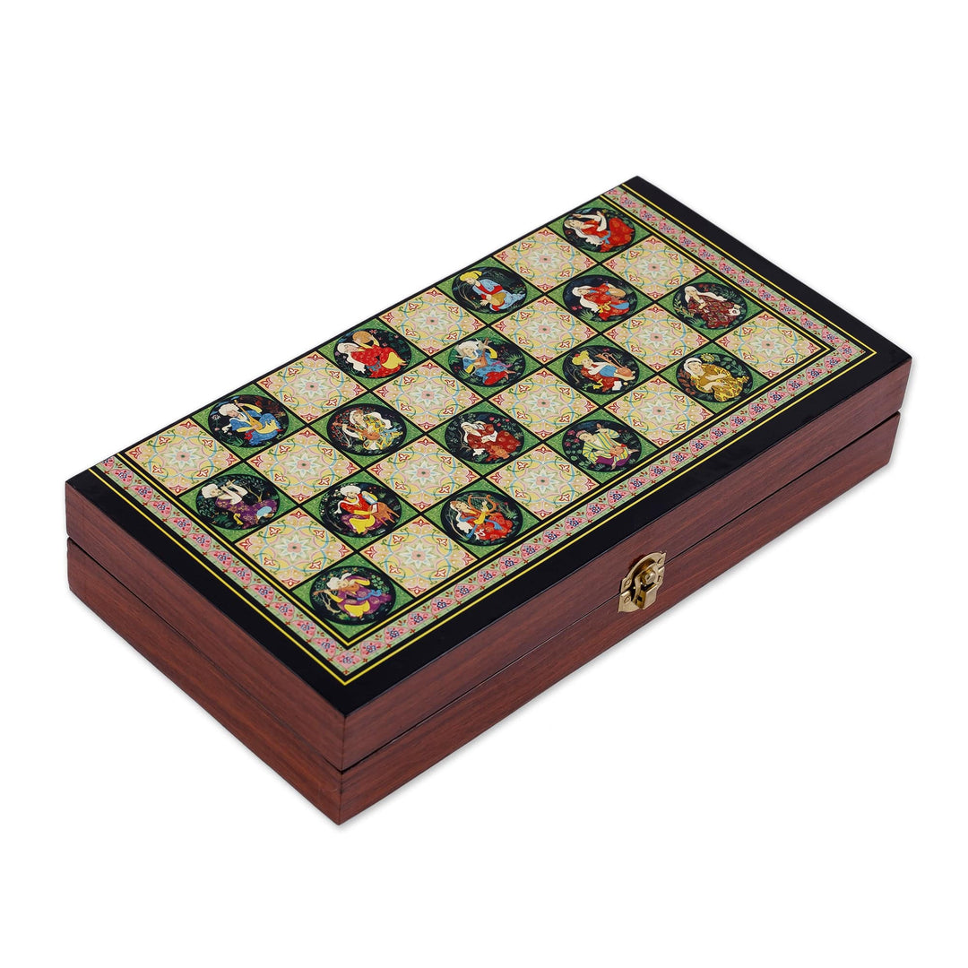 Handcrafted Classic Lacquered Wood Chess Set from Tajikistan - Tajikistan Strategist