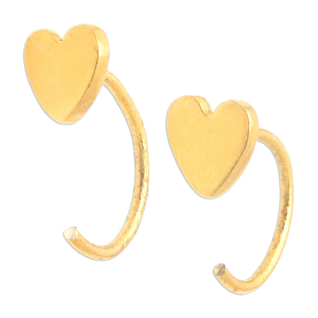 Minimalist Heart-Shaped 22k Gold-Plated Brass Ear Cuffs - Sweet