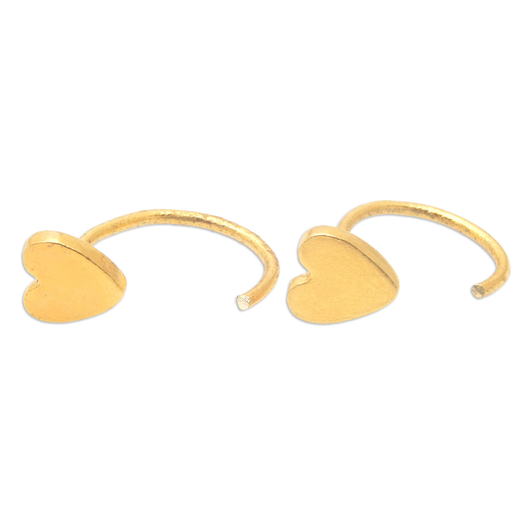 Minimalist Heart-Shaped 22k Gold-Plated Brass Ear Cuffs - Sweet