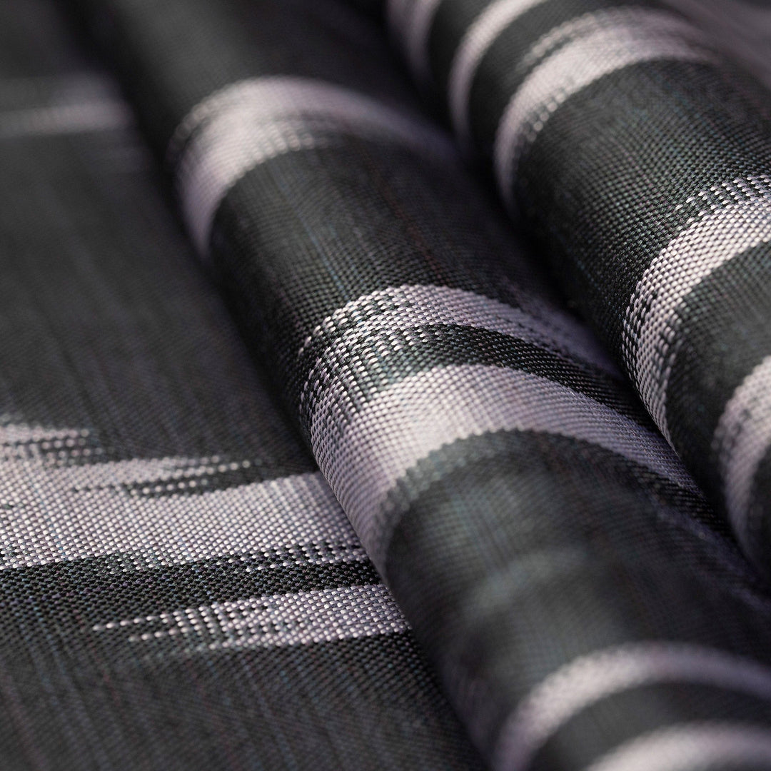 Hand-Woven Fringed Silk Ikat Scarf in Black from Uzbekistan - Stylish Black