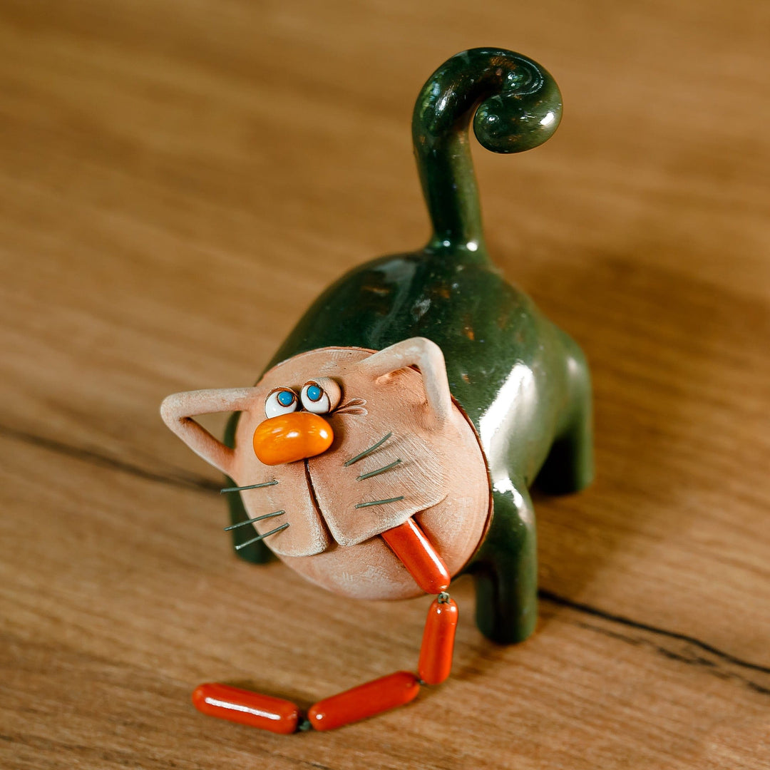 Feline Mischief in Green