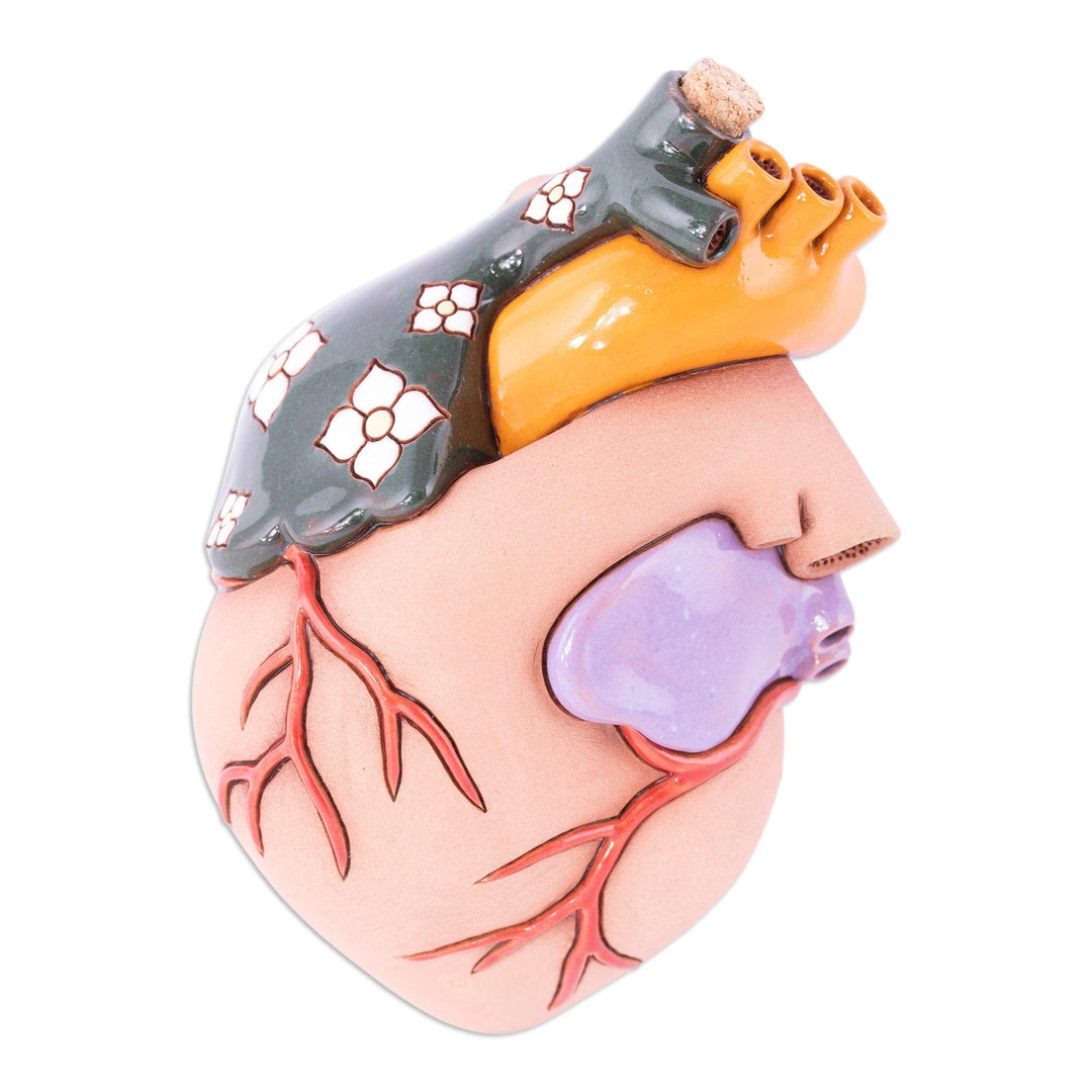Hand-Painted Whimsical Realistic Ceramic Heart Figurine - Real Heart