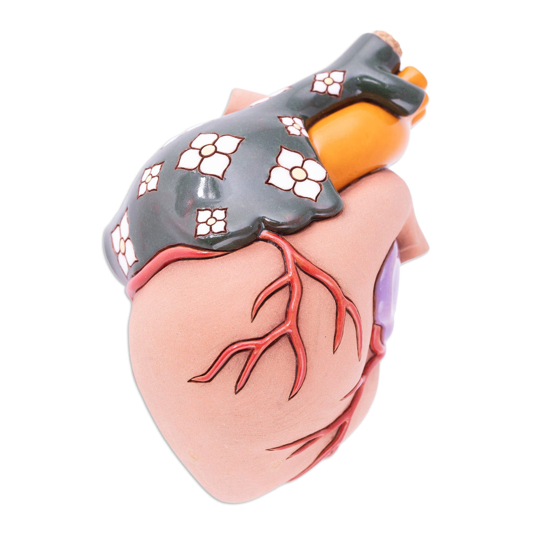 Hand-Painted Whimsical Realistic Ceramic Heart Figurine - Real Heart