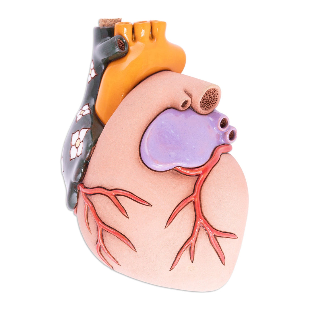 Hand-Painted Whimsical Realistic Ceramic Heart Figurine - Real Heart