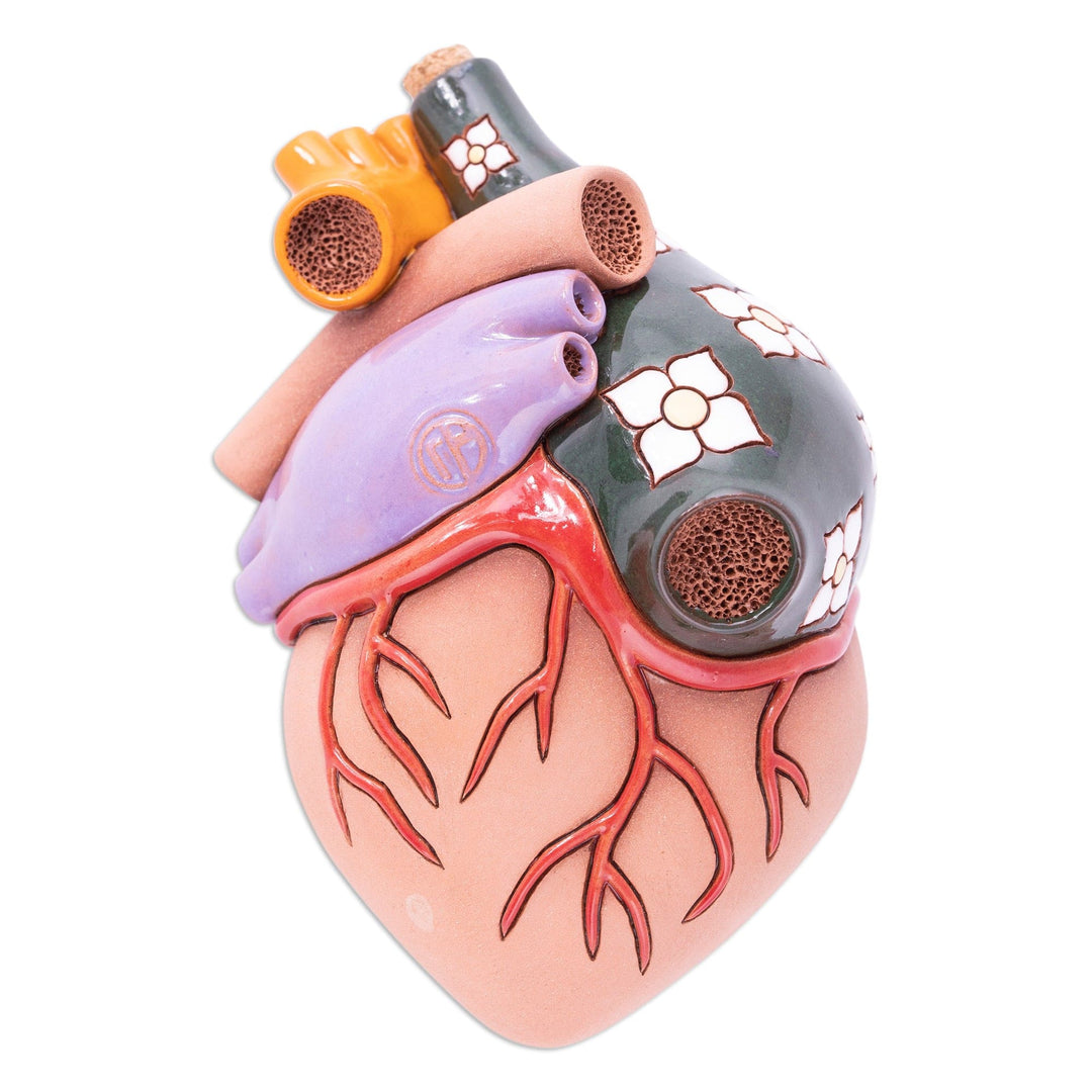 Hand-Painted Whimsical Realistic Ceramic Heart Figurine - Real Heart