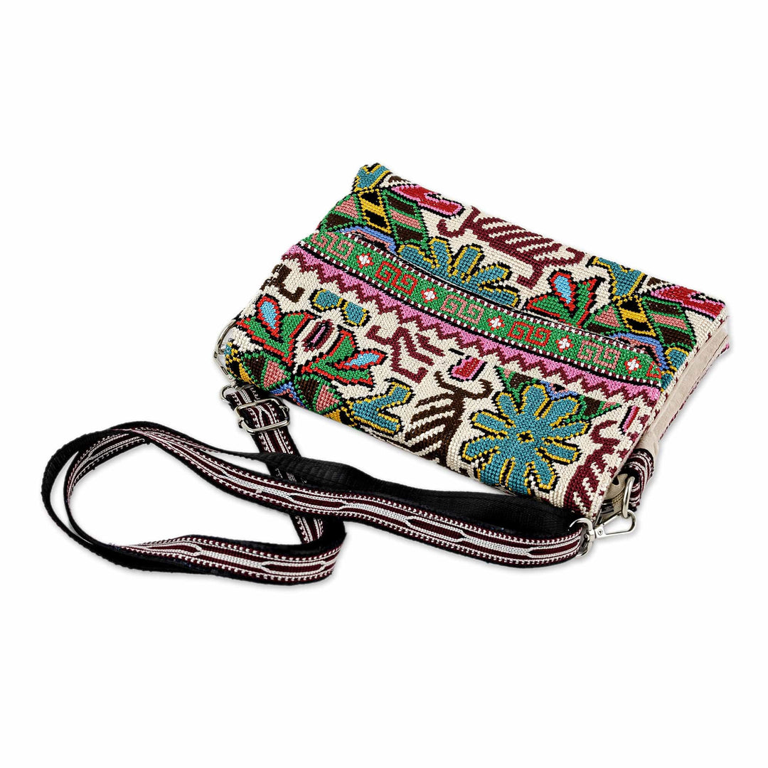 Hand-Embroidered Versitile Handbag from Uzbekistan - Cool Patterns