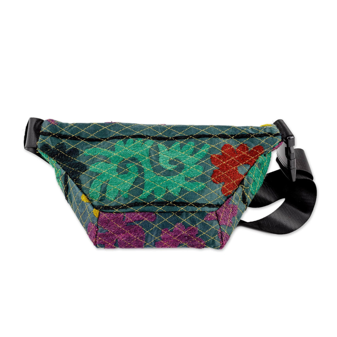 Floral Suzani Hand-Embroidered Cotton Blend Fanny Pack - Stylish Garden