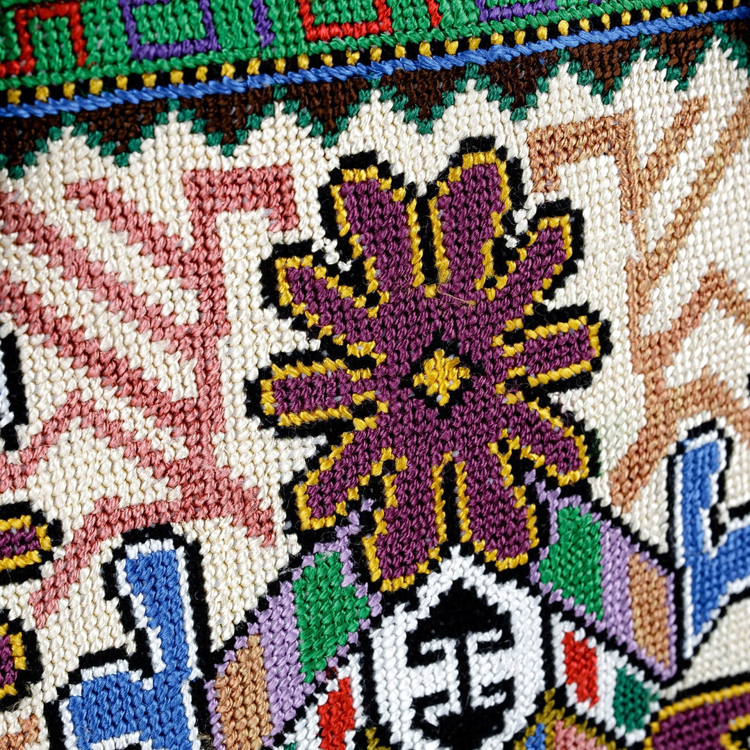 Tote Bag with Floral Uzbek Irokoi Hand Embroidery - Flower Magnetism