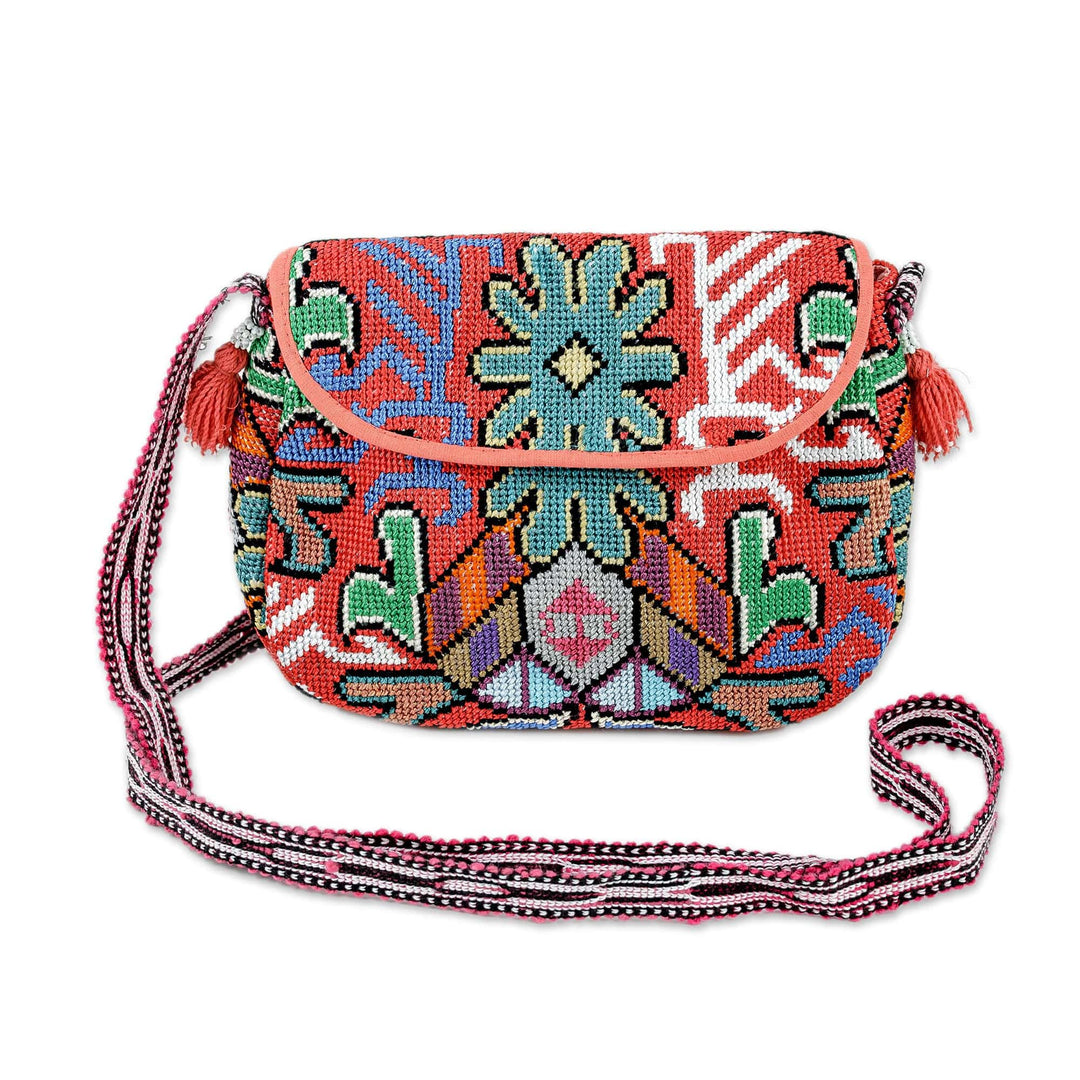Floral & Leaf Suzani Hand-Embroidered Cotton Blend Sling Bag - Trendy Allure