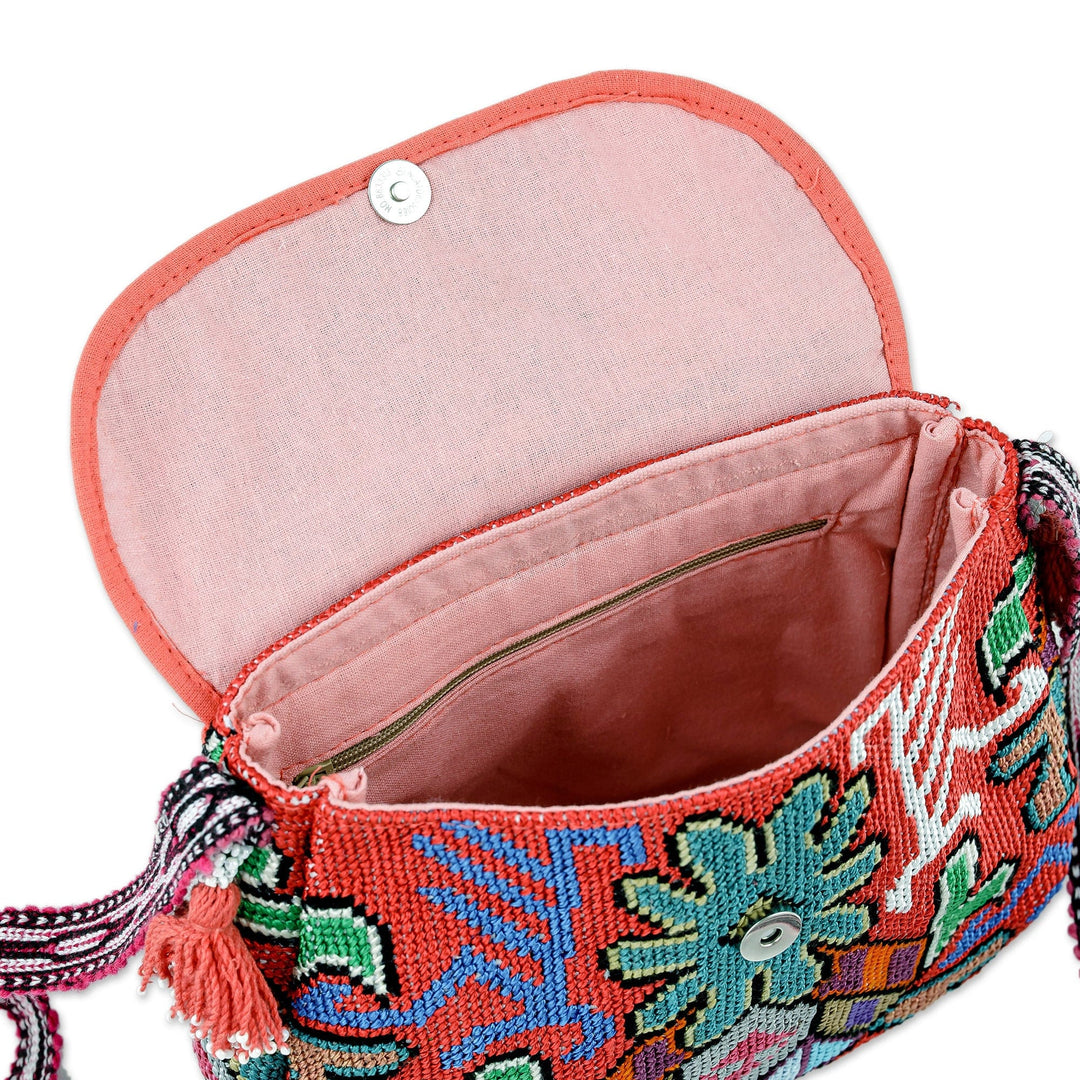 Floral & Leaf Suzani Hand-Embroidered Cotton Blend Sling Bag - Trendy Allure