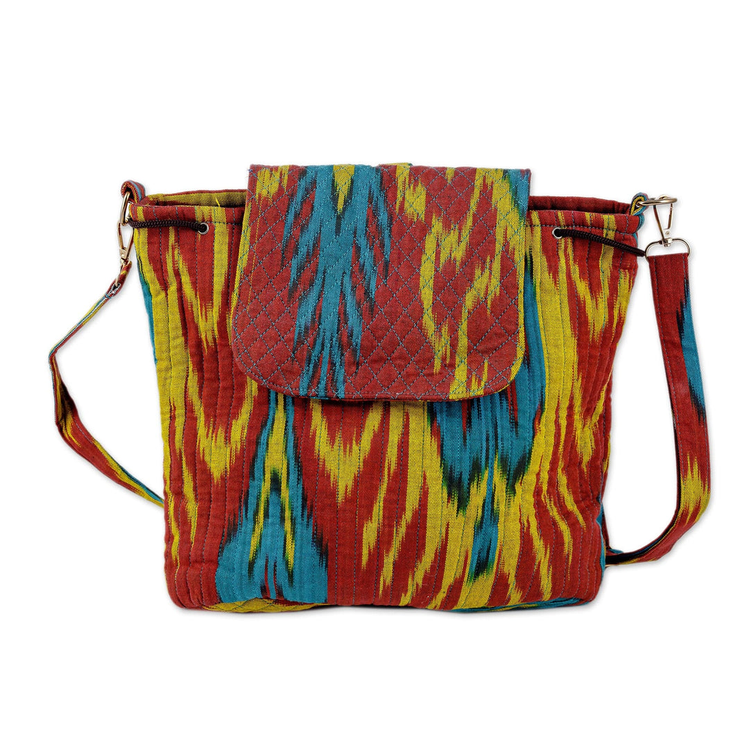 Ikat Quilted Adras Fabric Backpack Made in Uzbekistan - Color Spectacle