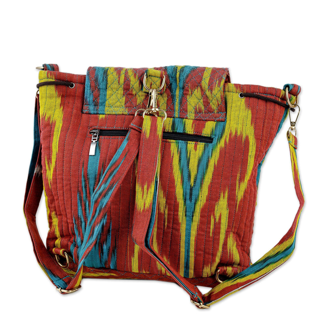 Ikat Quilted Adras Fabric Backpack Made in Uzbekistan - Color Spectacle
