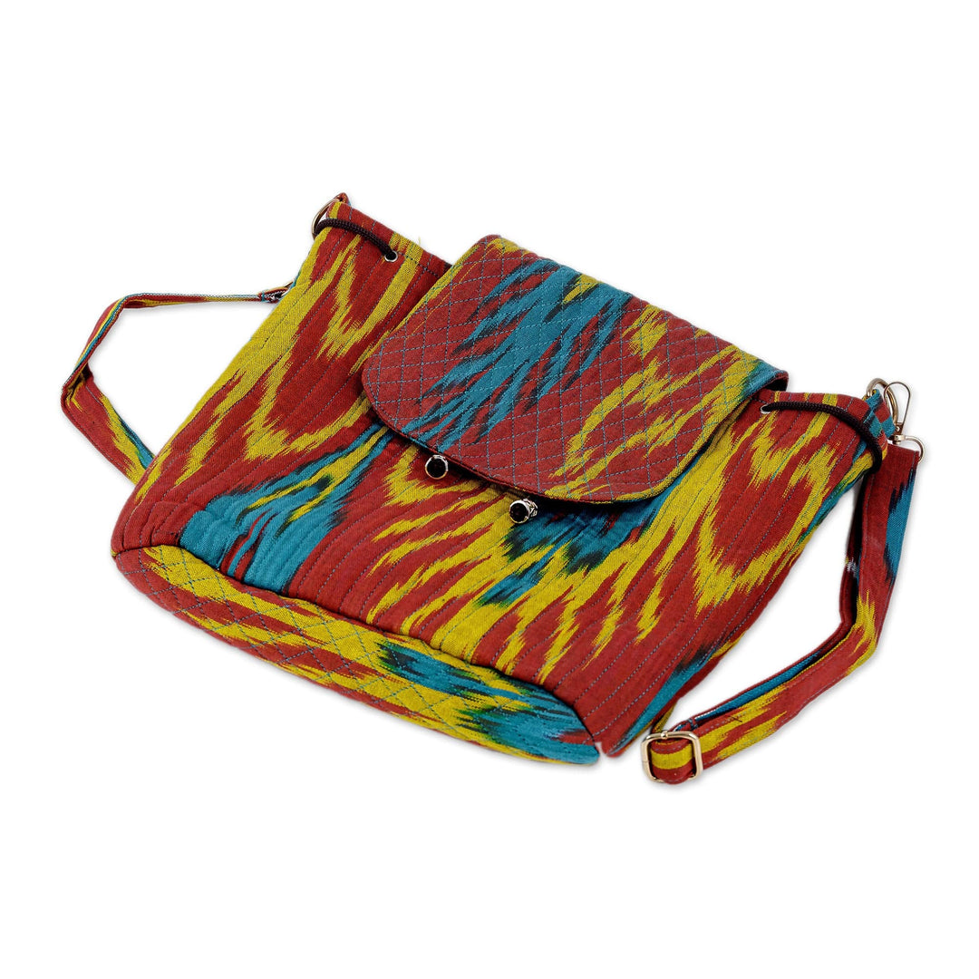 Ikat Quilted Adras Fabric Backpack Made in Uzbekistan - Color Spectacle