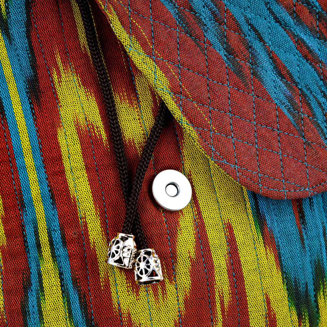 Ikat Quilted Adras Fabric Backpack Made in Uzbekistan - Color Spectacle