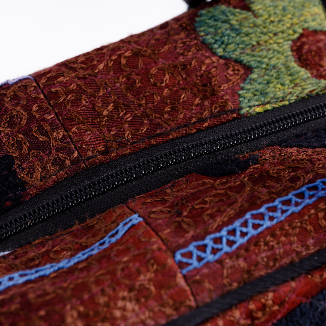 Cotton Blend Travel Bag with Suzani Floral Hand Embroidery - Creating Memories