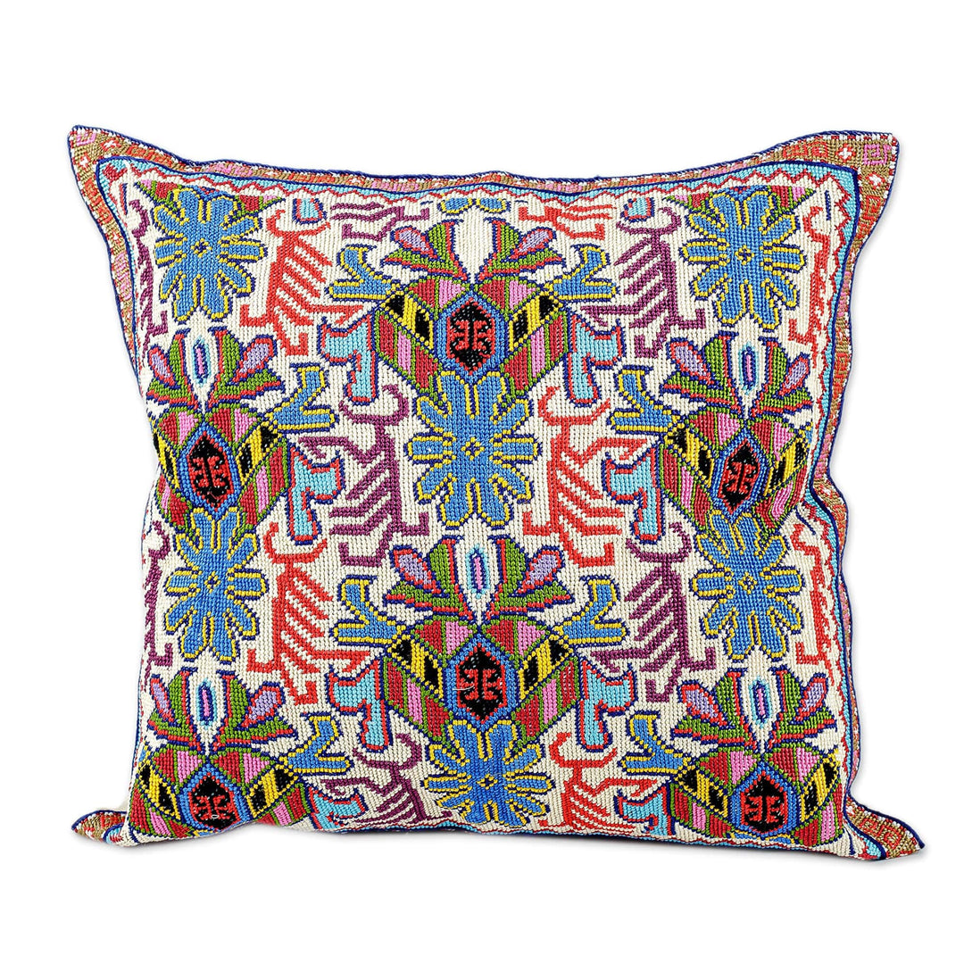 Cross Stitch Floral Cushion Cover from Uzbekistan - Garden Symphony