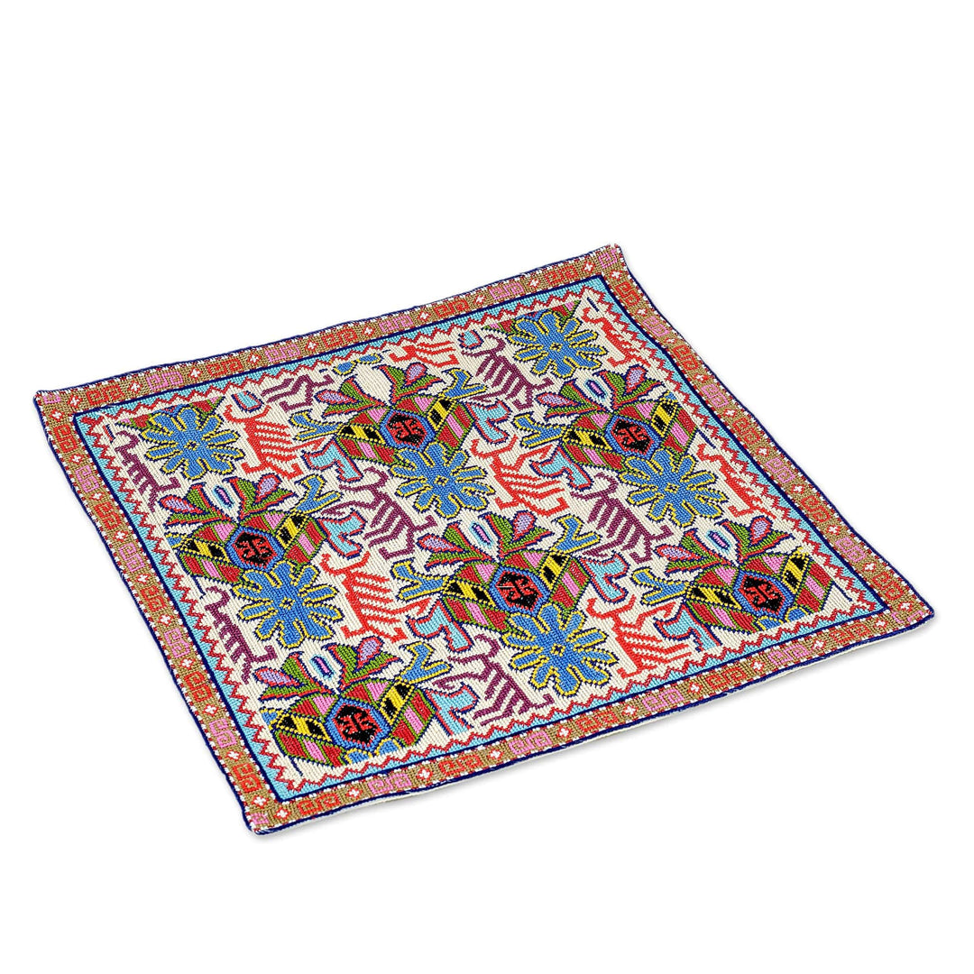 Cross Stitch Floral Cushion Cover from Uzbekistan - Garden Symphony