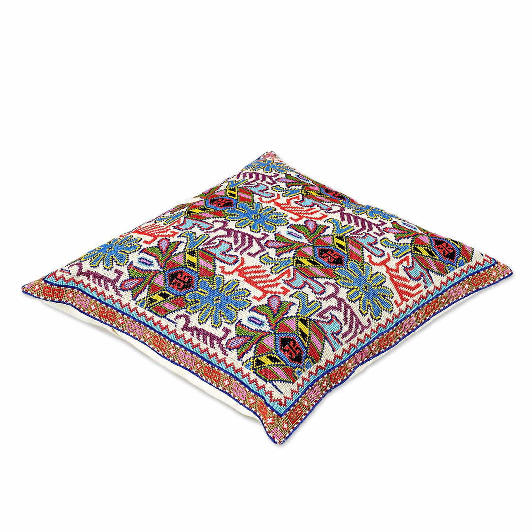 Cross Stitch Floral Cushion Cover from Uzbekistan - Garden Symphony