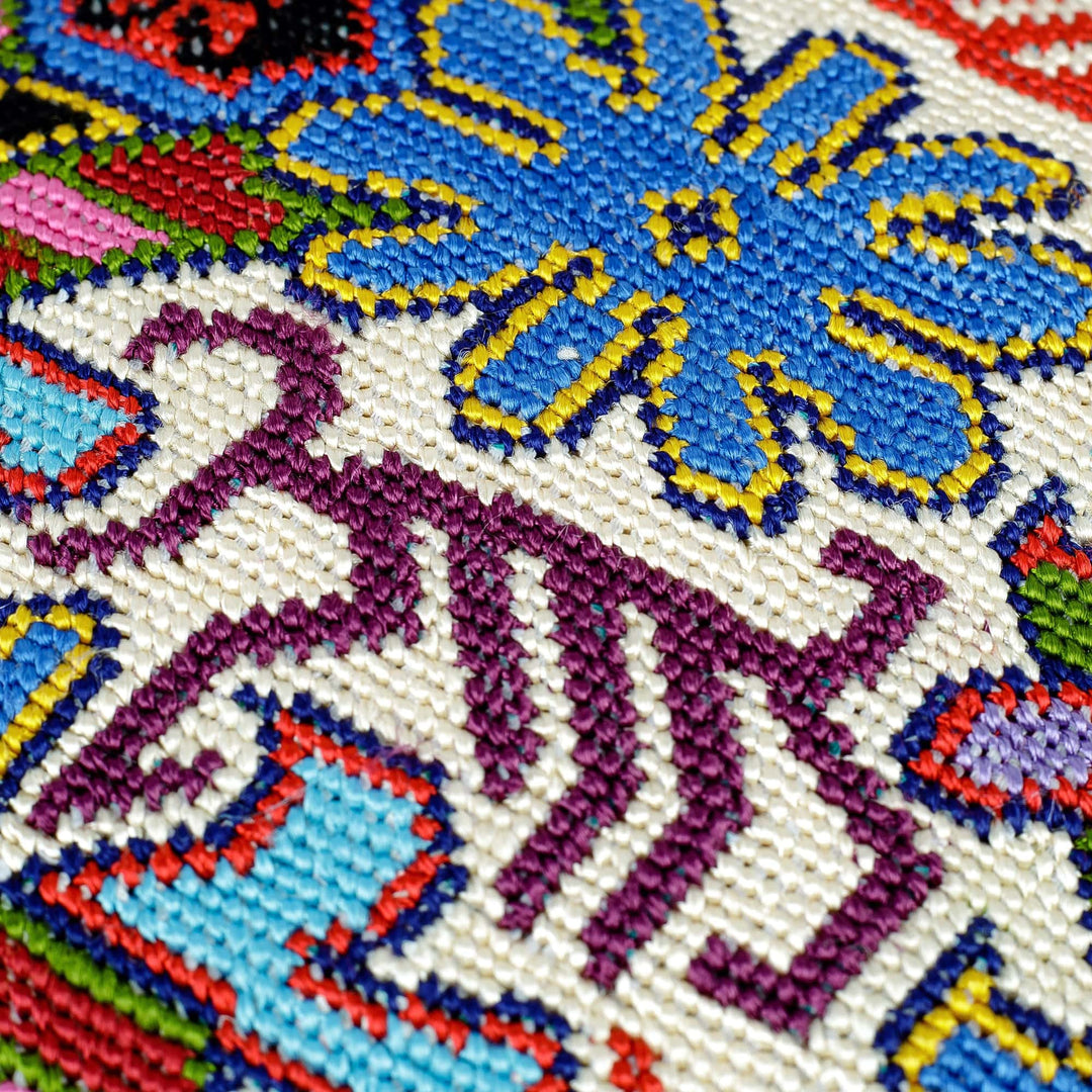 Cross Stitch Floral Cushion Cover from Uzbekistan - Garden Symphony