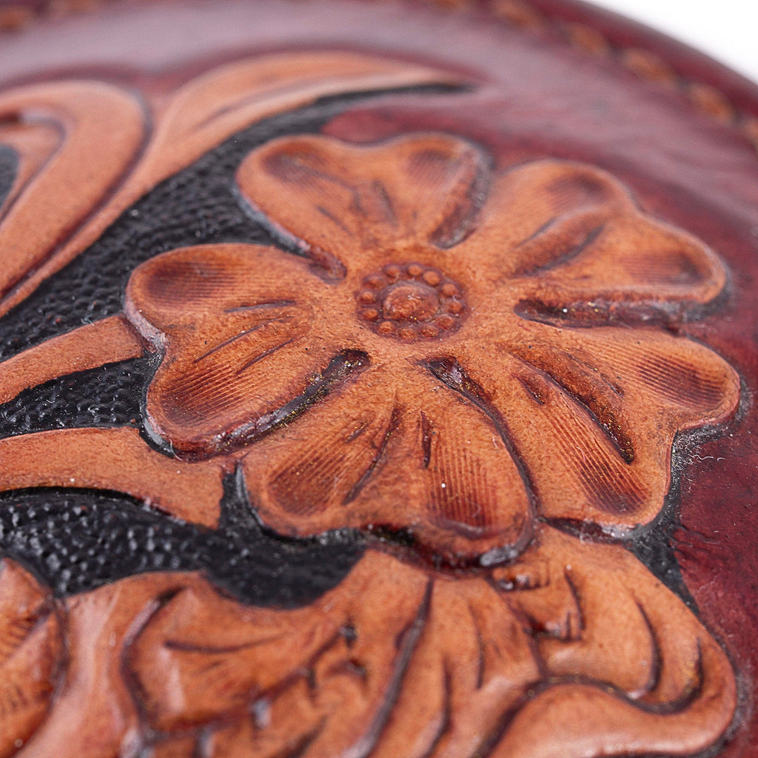 Embossed Leather Decorative Box Hand-Painted in Uzbekistan - Delightful Garden