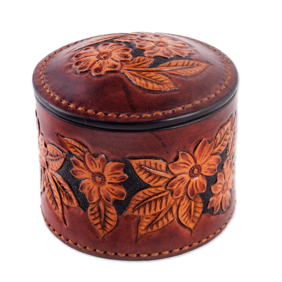 Hand-Painted Embossed Leather Floral Decorative Box - Enchanting Garden