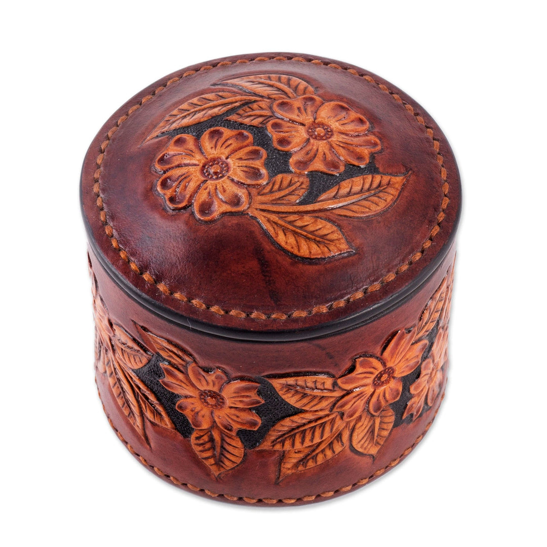 Hand-Painted Embossed Leather Floral Decorative Box - Enchanting Garden