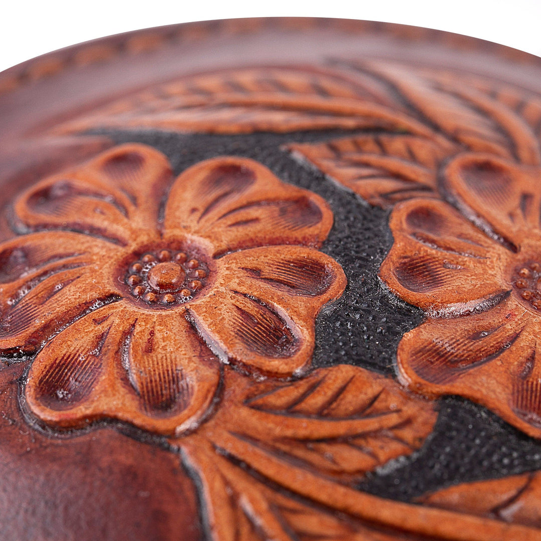 Hand-Painted Embossed Leather Floral Decorative Box - Enchanting Garden