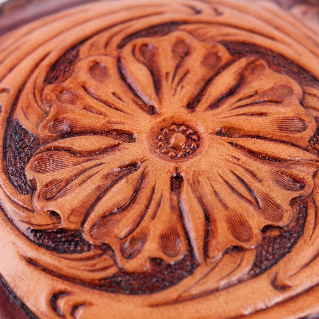 Uzbek Hand-Painted Embossed Leather Floral Decorative Box - Splendid Foliage