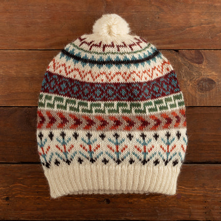 Traditional Knit Ivory Alpaca Hat from the Andes - Andean  display picture 3