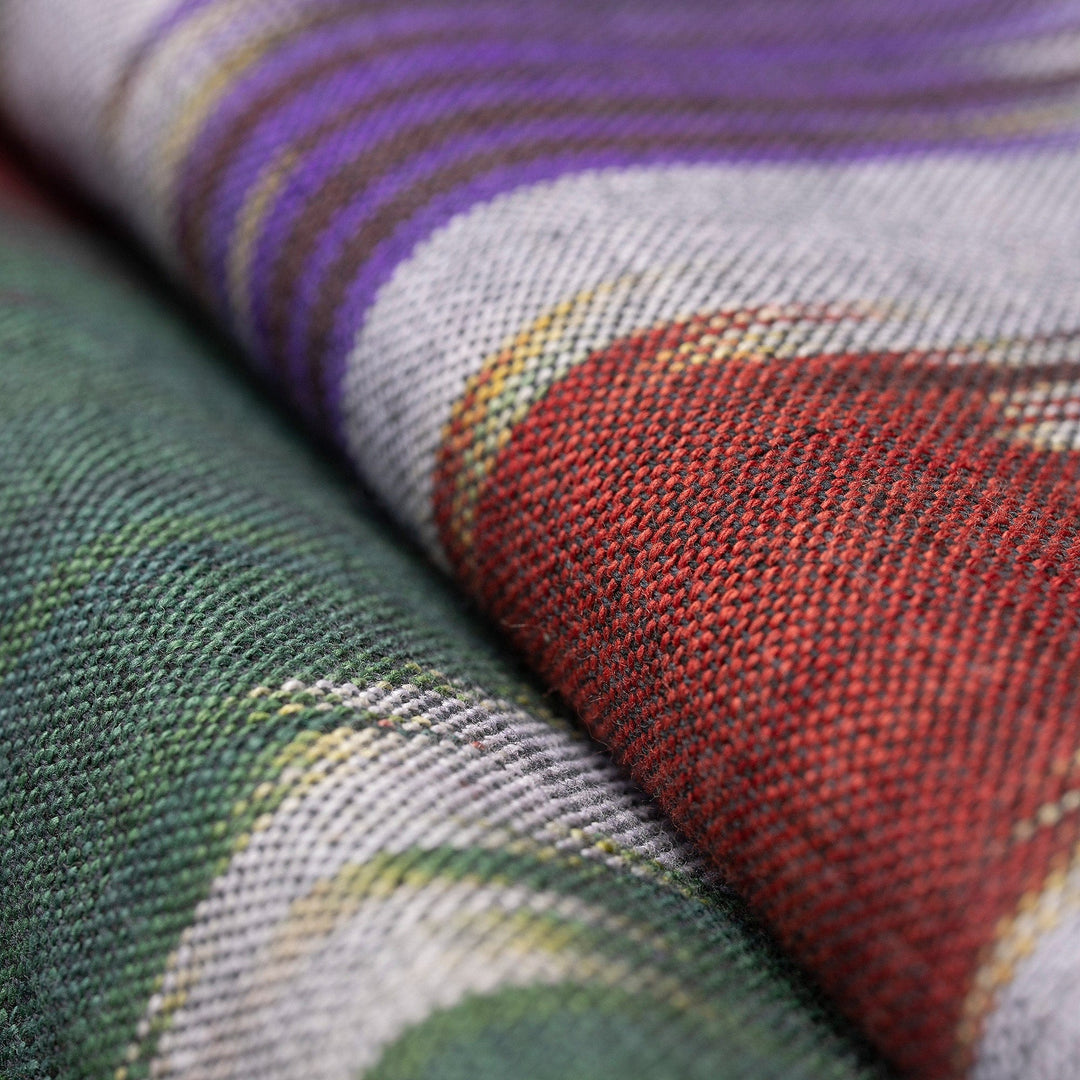 Colorful Fringed Cotton Ikat Scarf Hand-Woven in Uzbekistan - Symphony of Colors
