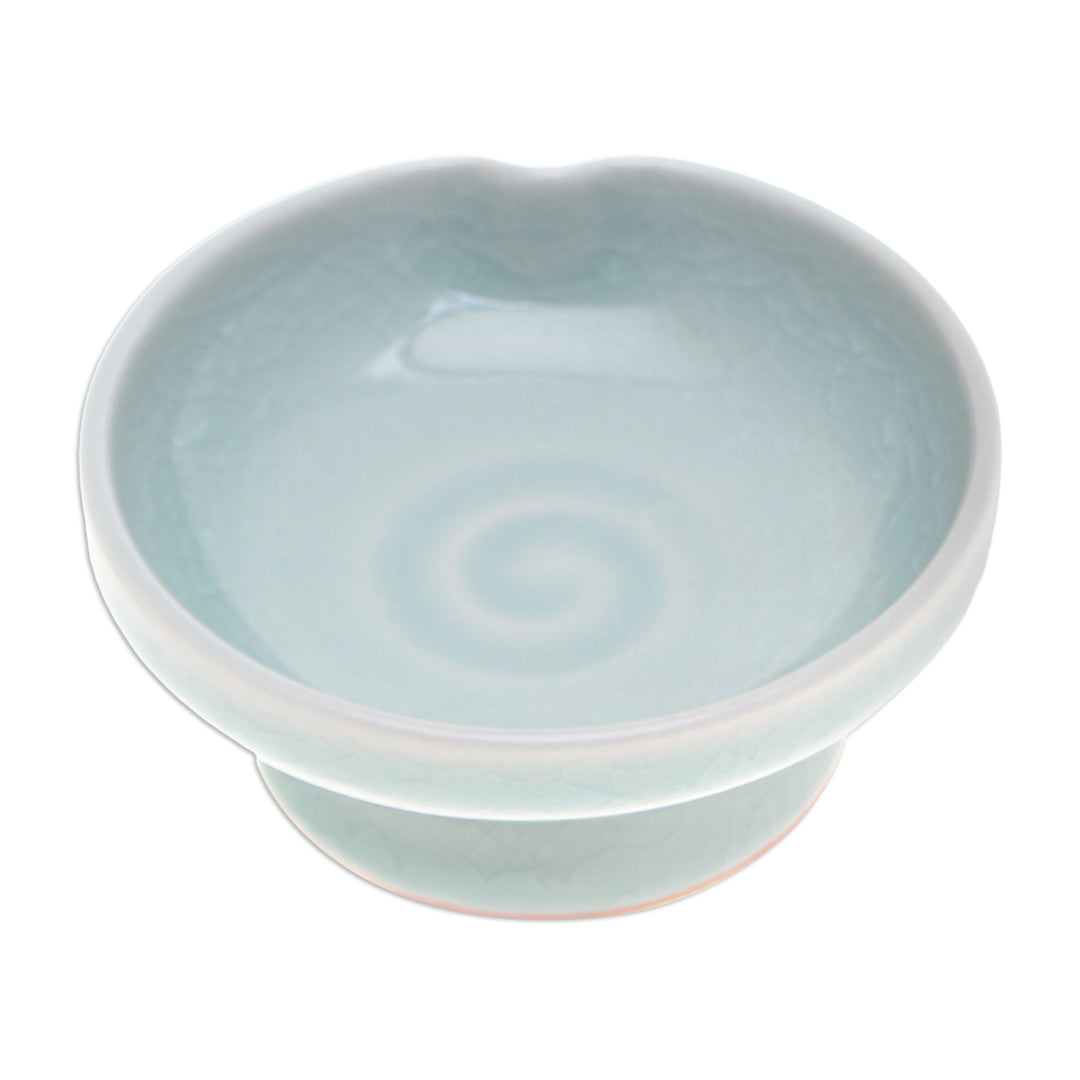 Green Celadon Ceramic Footed Plate Handmade in Thailand - Chic and Versatile