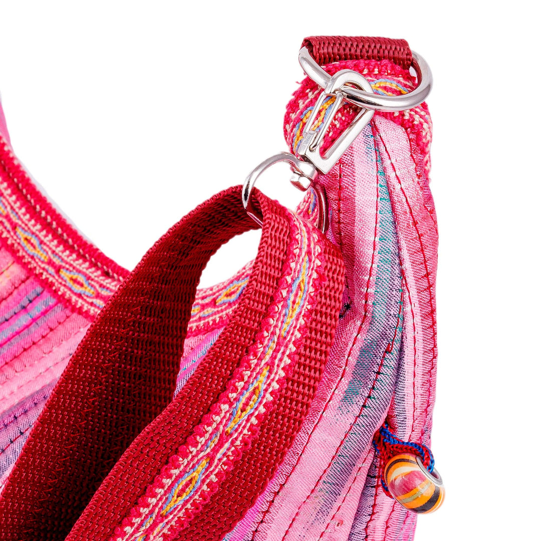 Warm-Toned Ikat Patterned Cotton Hobo Bag with Tassels - Fire Days