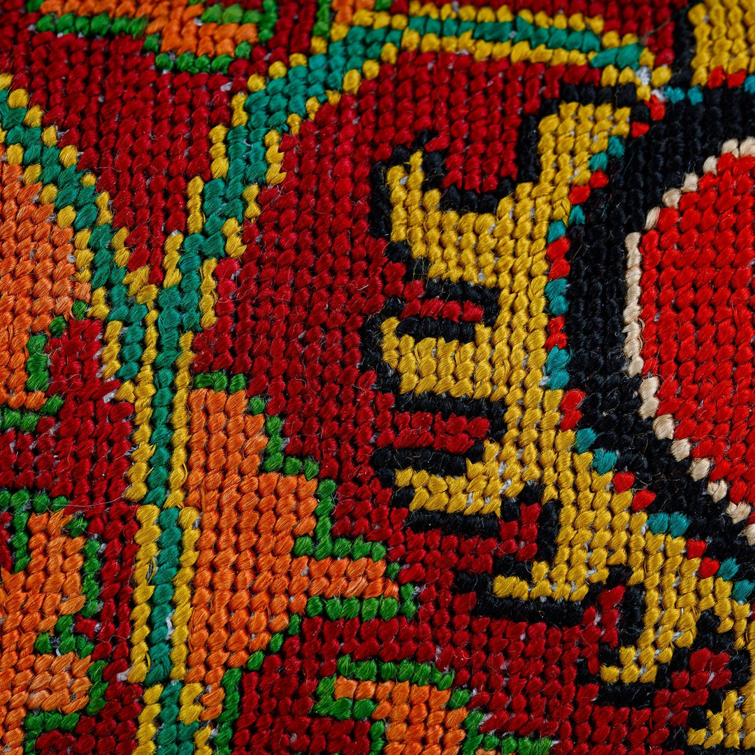 Handmade Silk Embroidered Sling Handbag - Scarlet Symbols