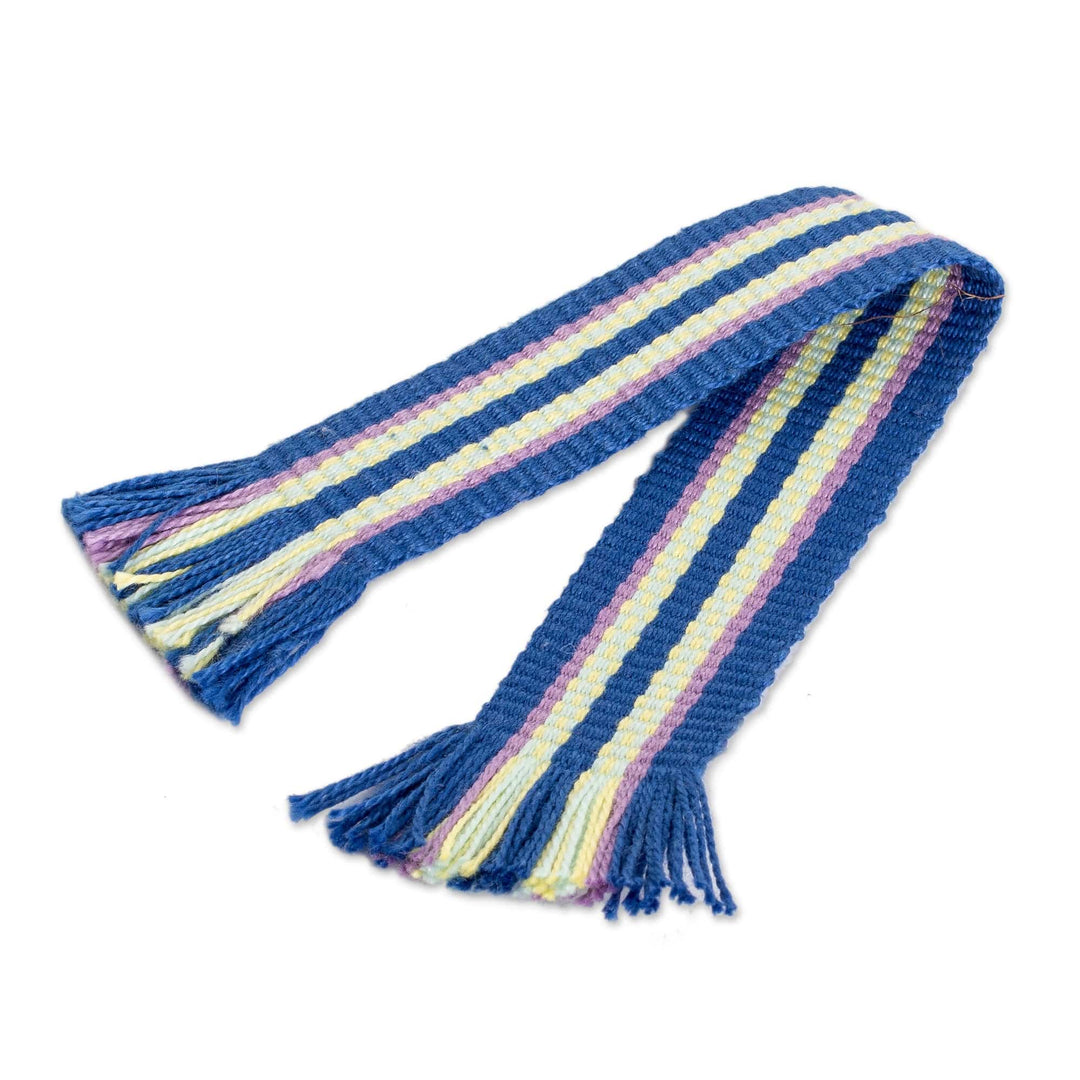 Handwoven Blue and Yellow Striped Cotton Bookmark - Striped Letters