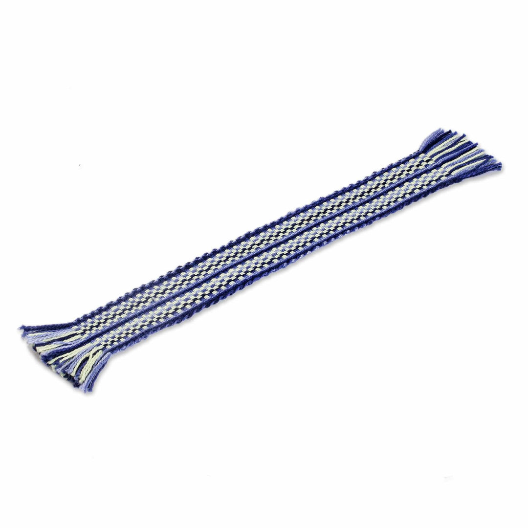 Handwoven Blue and Black Checkered Cotton Bookmark - Checkered Letters